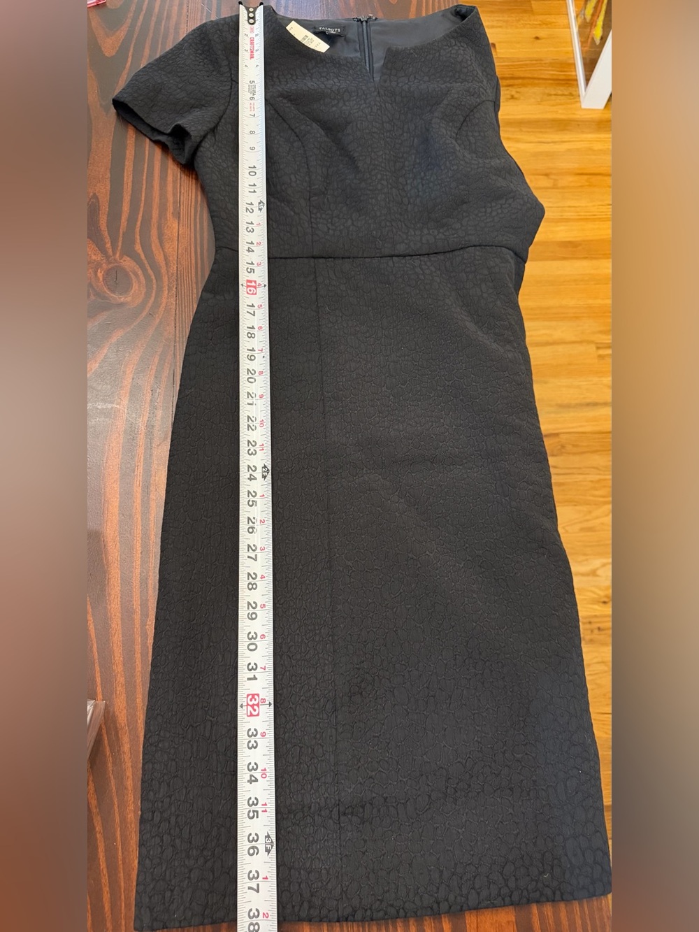 Talbots Black Textured Short-Sleeve Midi Sheath Dress NWT - Picture 5 of 6
